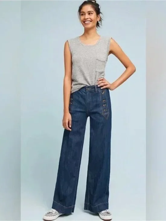 Anthro Pilcro & the Letterpress Starboard Wide Leg Sailor Jeans - Picture 2 of 10